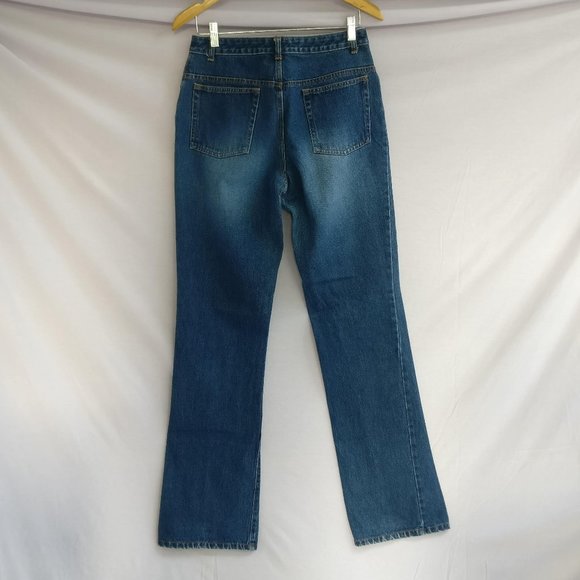 Vintage TALL 90s Highrise Straight Flared jeans w10T +MEASUREMENT Rigid denim - Picture 2 of 7